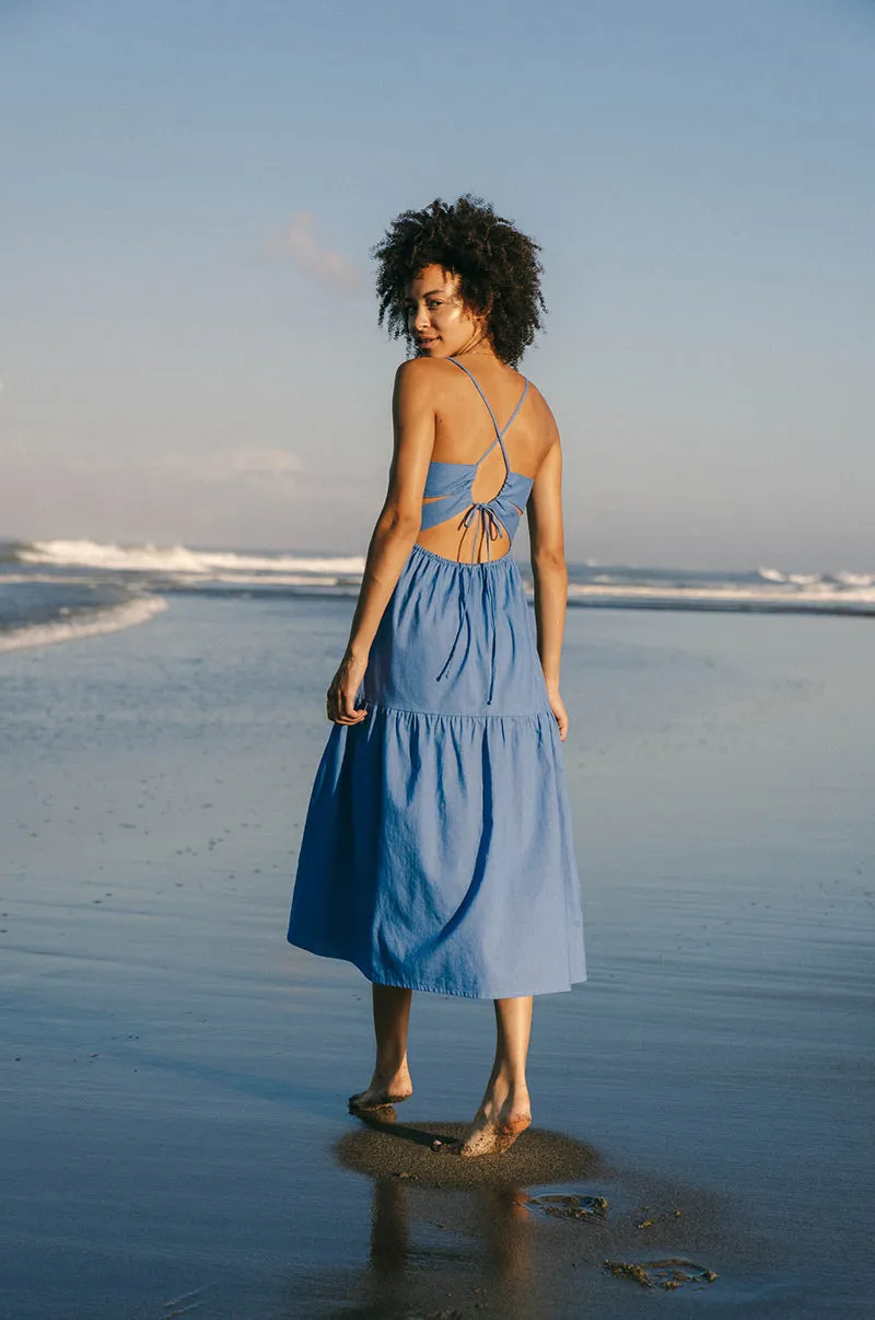 JOIE Midi Dress - cornflower blue linen cotton