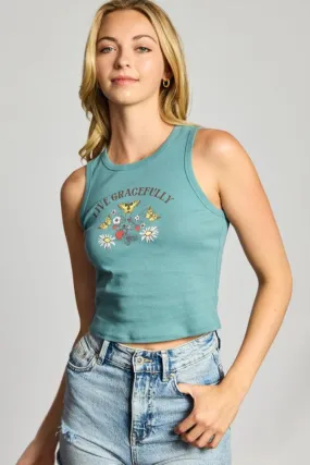 Jr Tank Top - Butterfly Grace -Teal