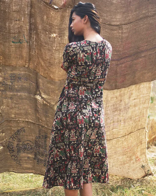 Kalamkari Shirt Dress Black