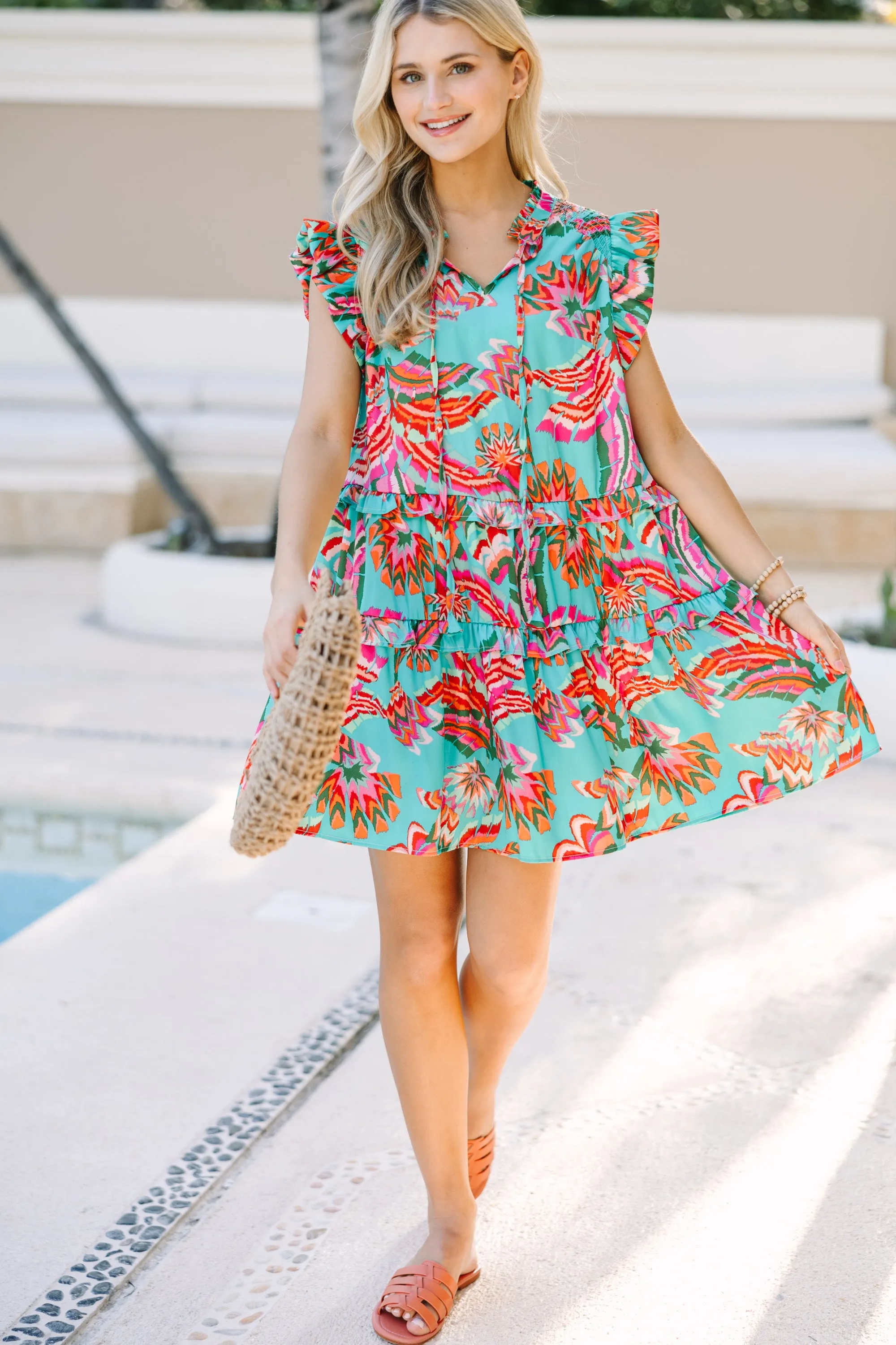 Know You Well Mint Green Floral Babydoll Dress