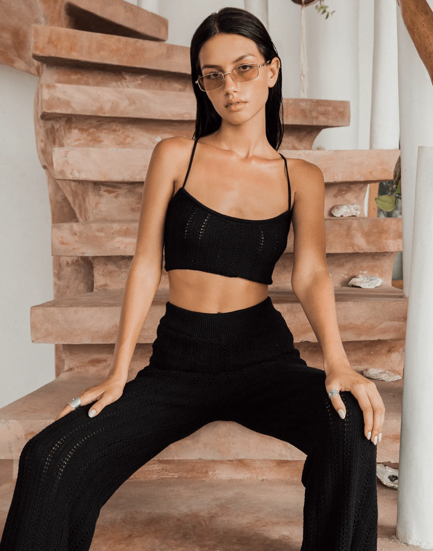 Kyla Knit Crop Top (Black)