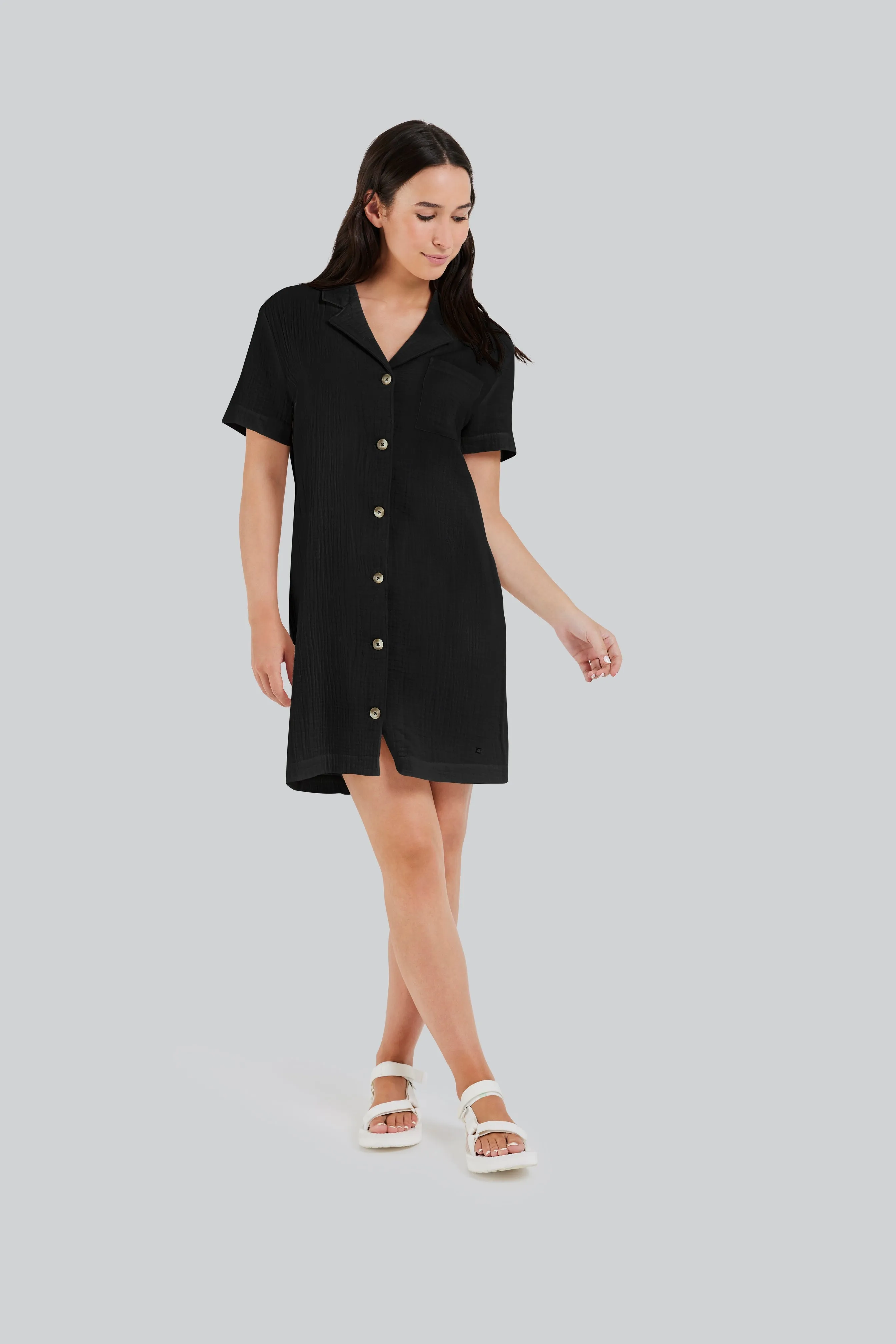 LAMIA SHIRT DRESS (BLACK) - FIG