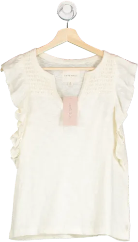 Laura Ashley Cream Ruffle Sleeve V Neck Top UK 8