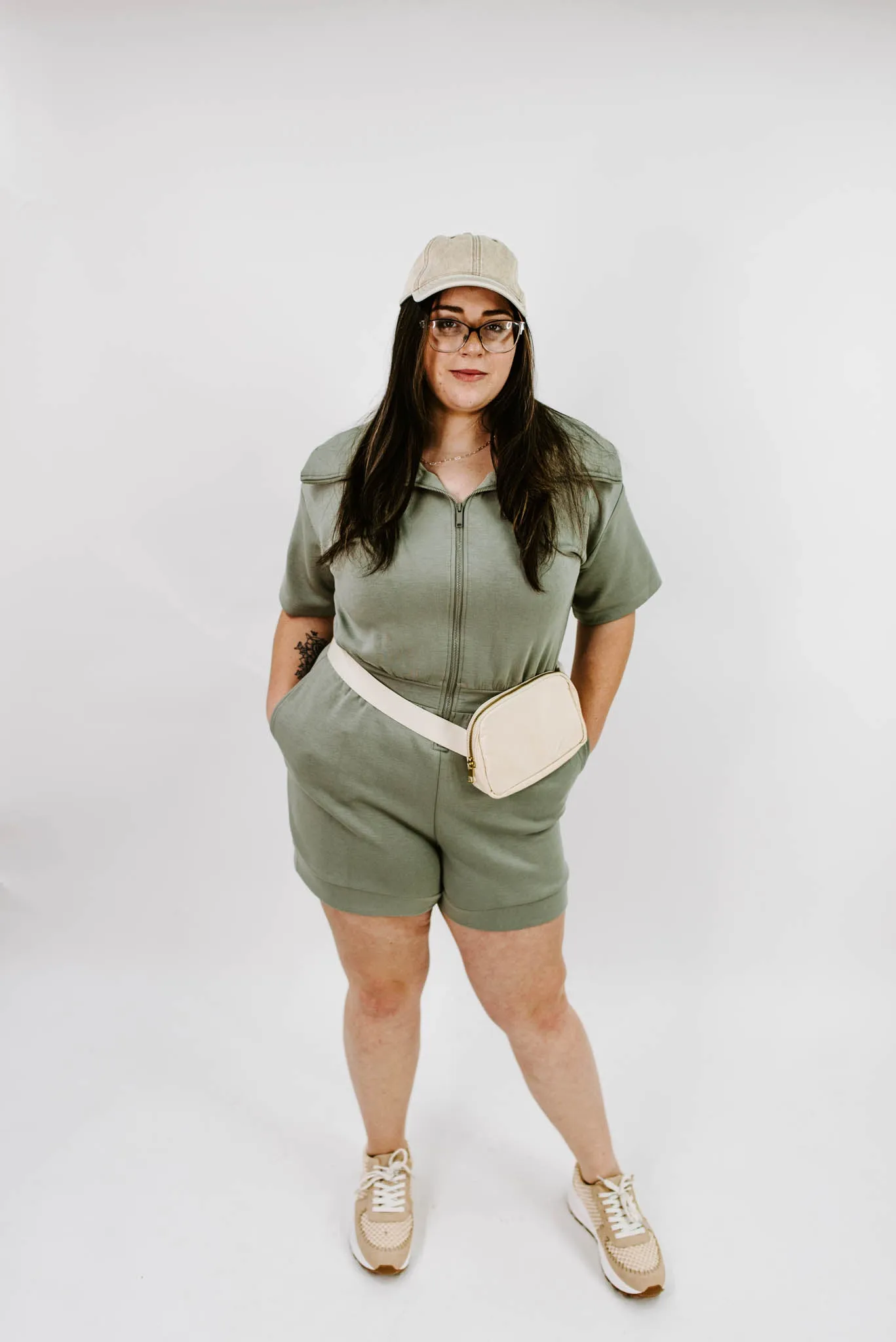 Laurel Curvy Full Zip Short Romper