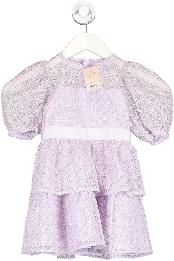 lipsy london Purple Lace Puff Sleeve Occasion Dress 3 Years