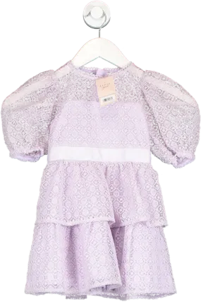 lipsy london Purple Lace Puff Sleeve Occasion Dress 3 Years