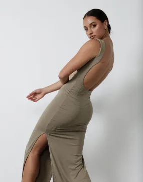 Luna Maxi Dress (Light Khaki)