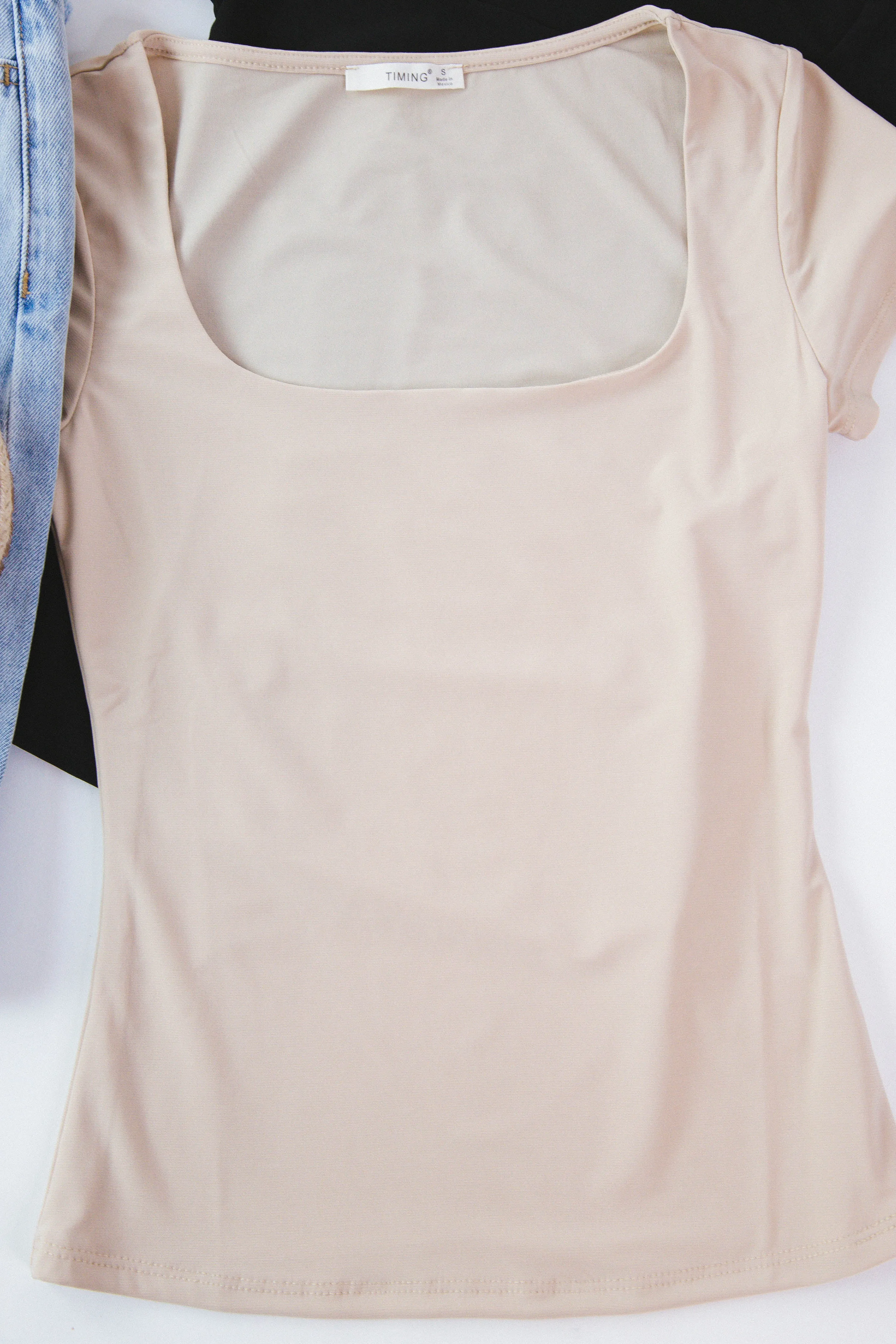 Lydia Square Neck Top, Beige