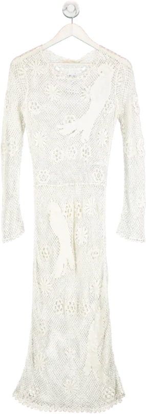 Maje White Crochet Maxi Dress UK M