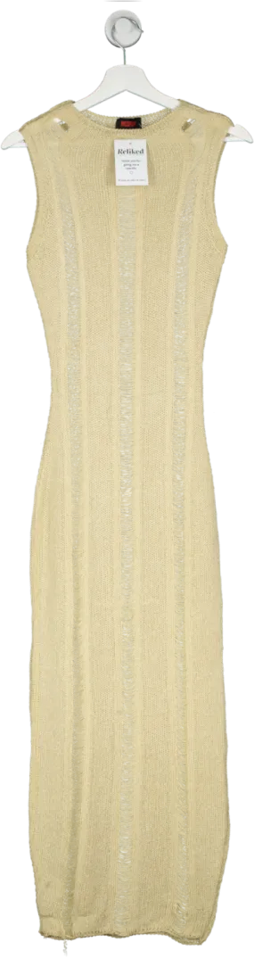 Misspap Beige Ladder Detail Midi Dress UK M