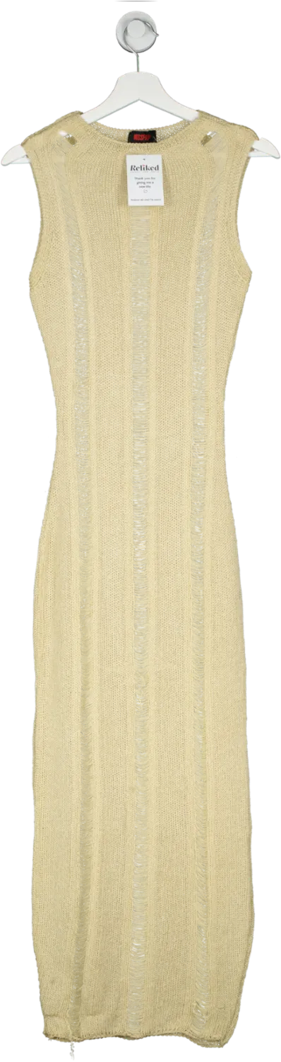 Misspap Beige Ladder Detail Midi Dress UK M