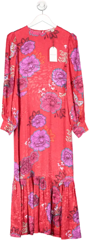 Monsoon Red Esme Floral Tea Dress UK 12