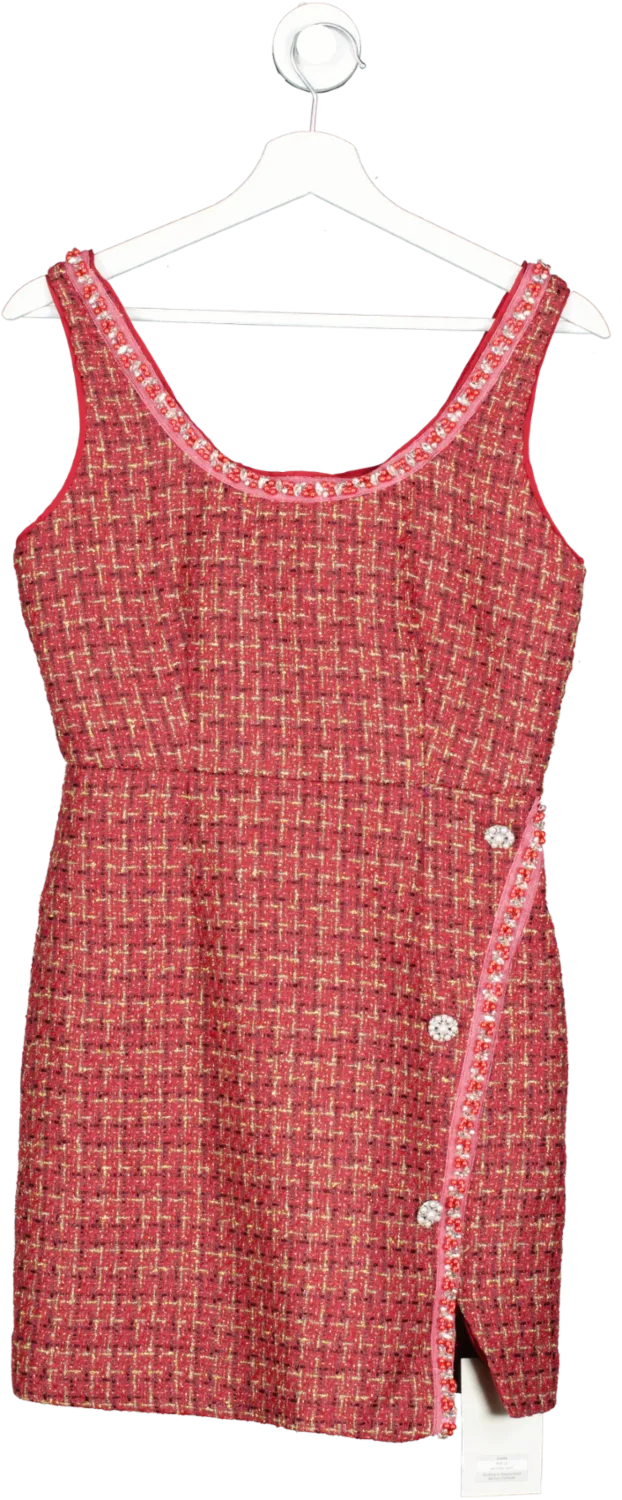 Motif Red Premium Tweed Button Dress UK S