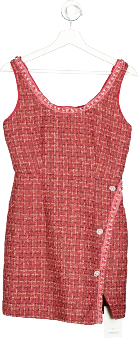 Motif Red Premium Tweed Button Dress UK S