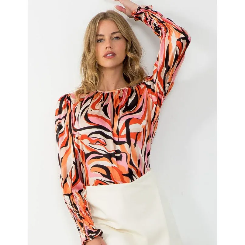 Natalia Multicolor Long Sleeve THML Top-SALE