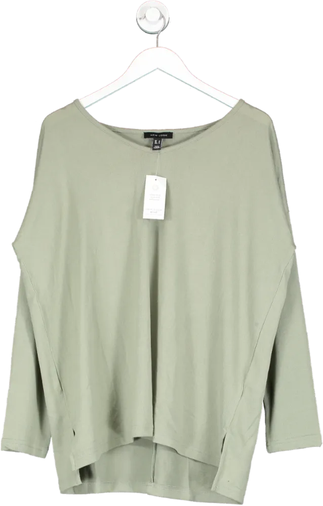 New Look Green V Neck Top UK M