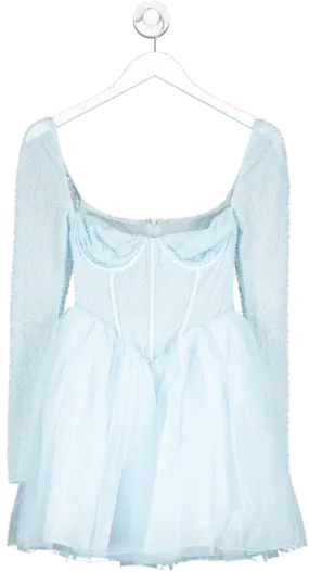 Oh Polly Blue Calliope Embellished Long Sleeve Tulle Skirted Mini Dress UK 6