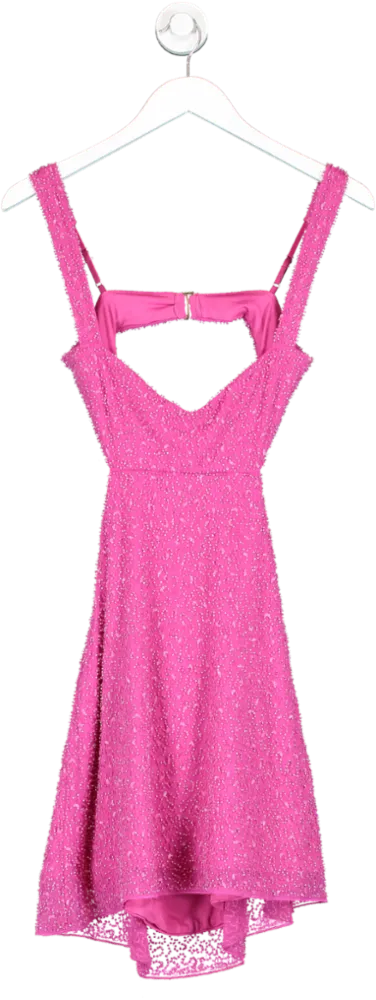 Oh Polly Pink Embellished Cut Out Mini Dress Fuchsia UK 8