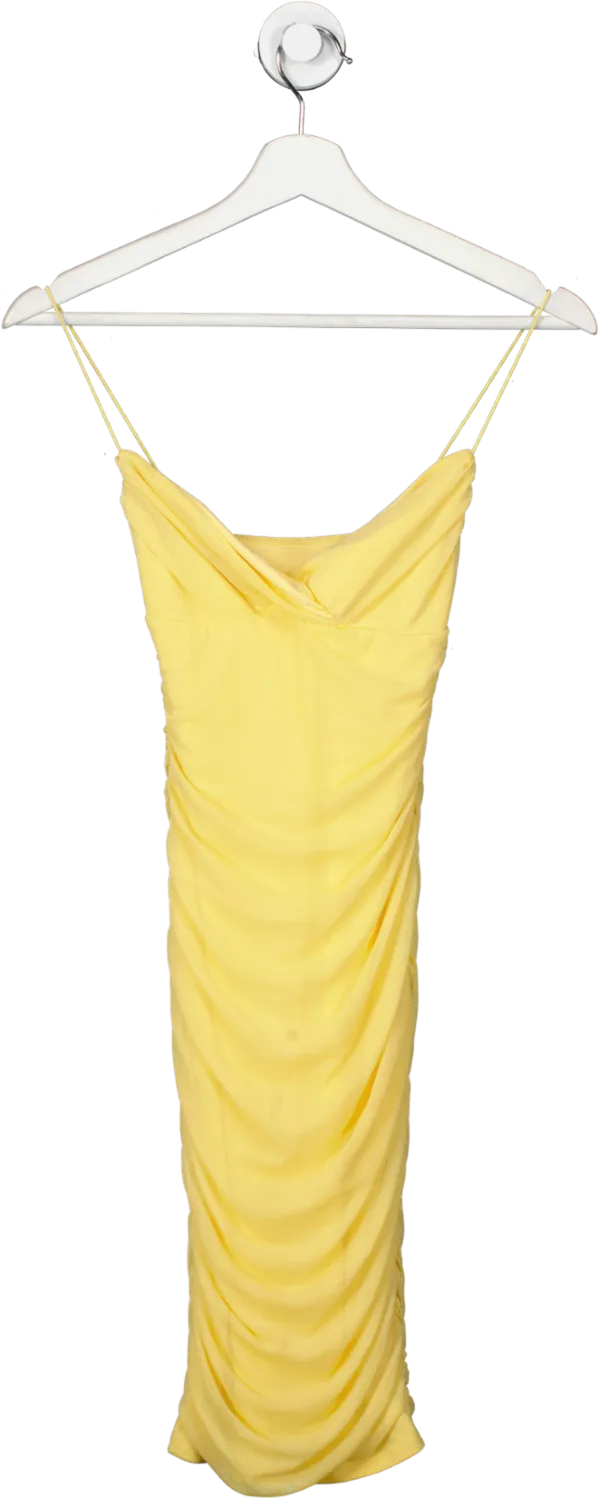 Oh Polly Yellow Strappy Ruched Mini Dress UK 6