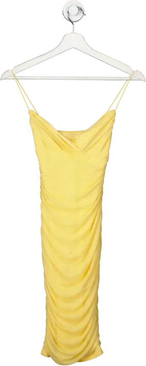 Oh Polly Yellow Strappy Ruched Mini Dress UK 6