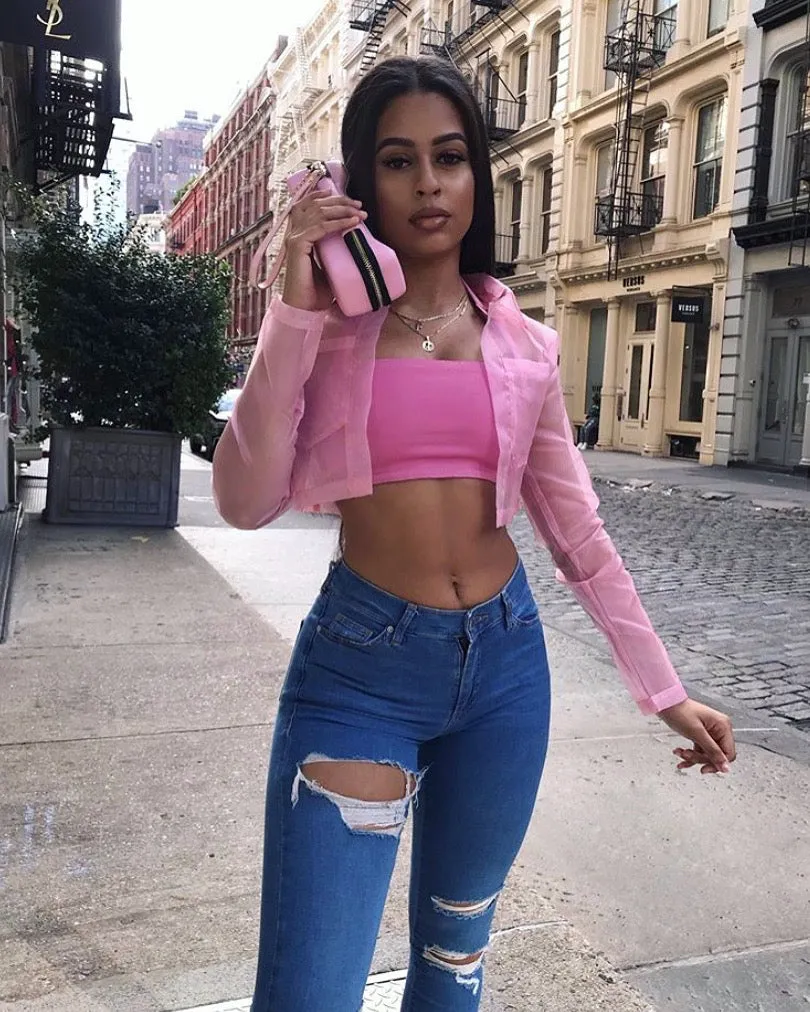 Pink Fever Denim Crop Top