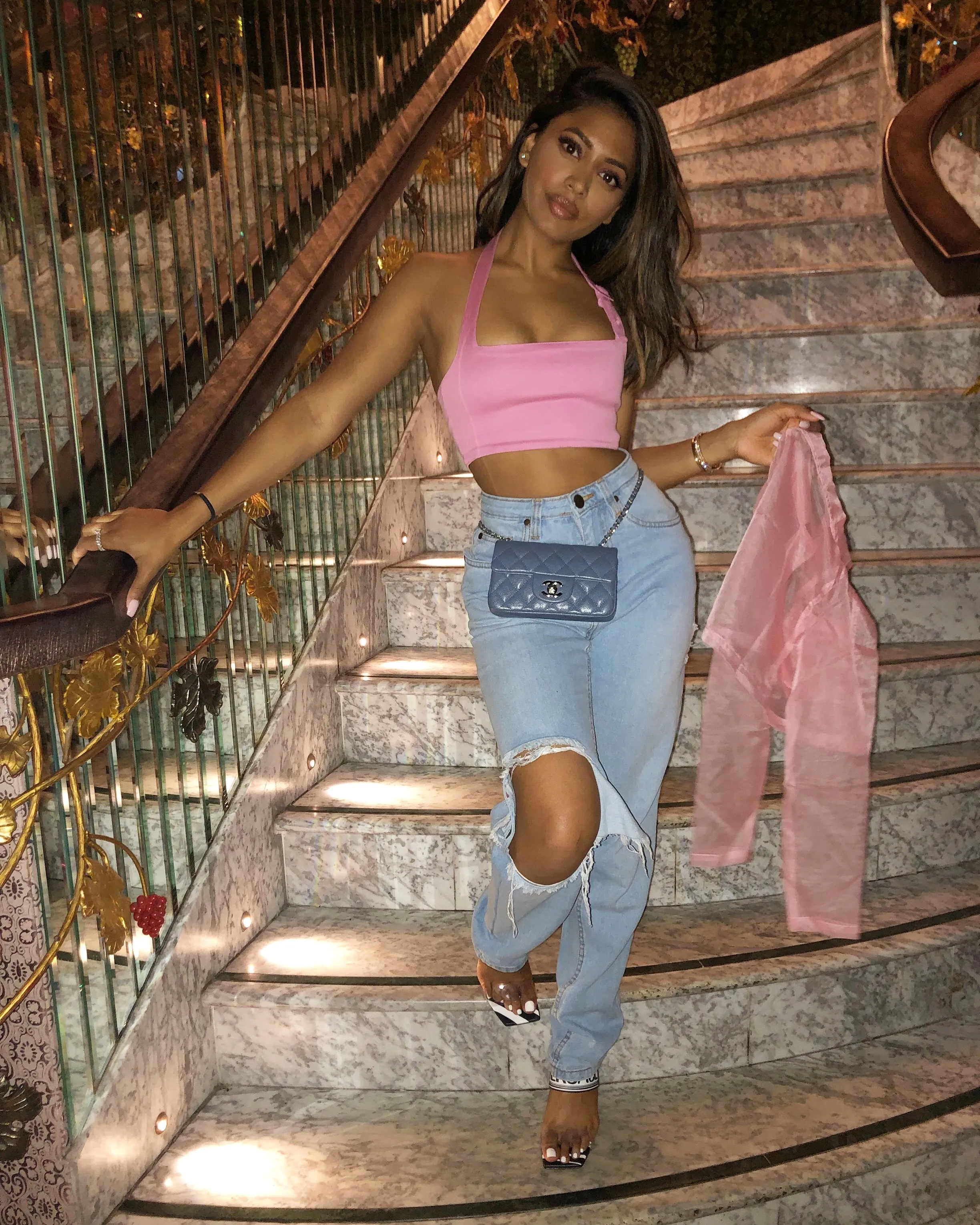 Pink Fever Denim Crop Top