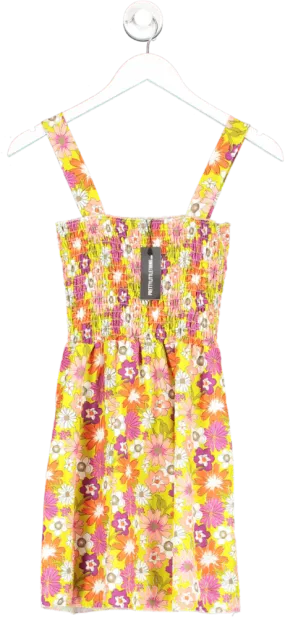 PrettyLittleThing Multicoloured Floral Woven Ruched Bust Cami Mini Dress UK 4