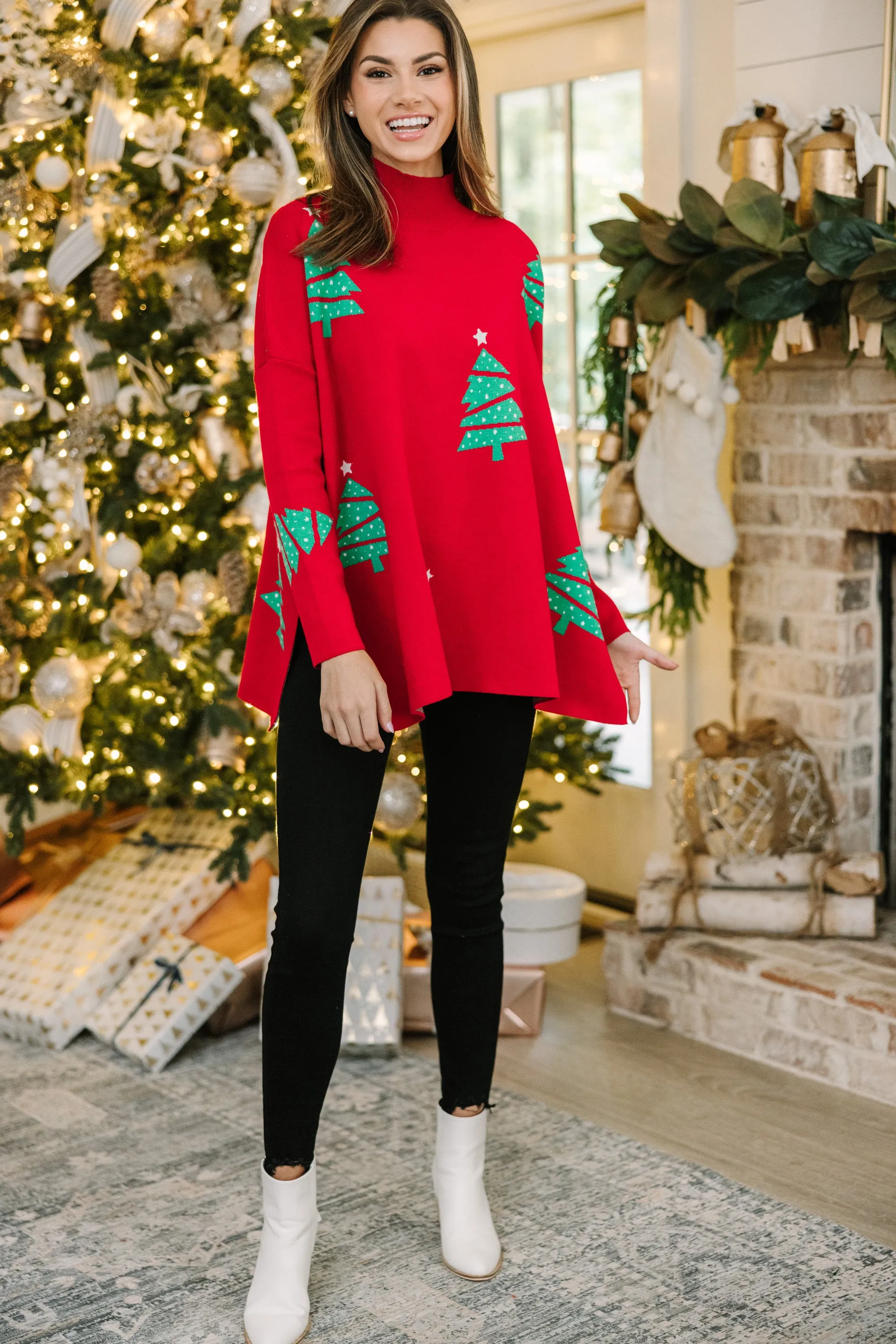 Quick Decisions Red Christmas Tree Sweater