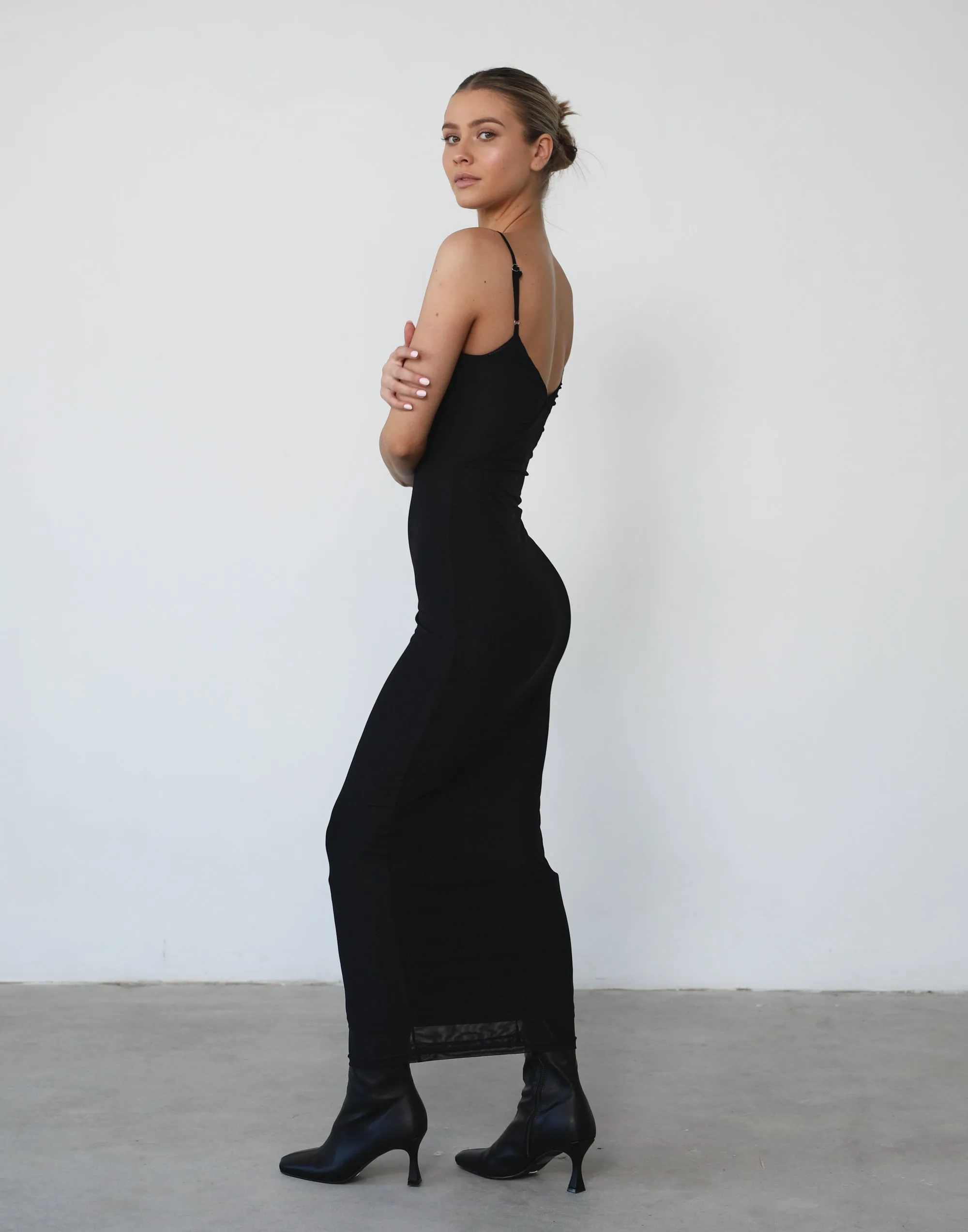 Ricochet Mesh Maxi Dress (Black)