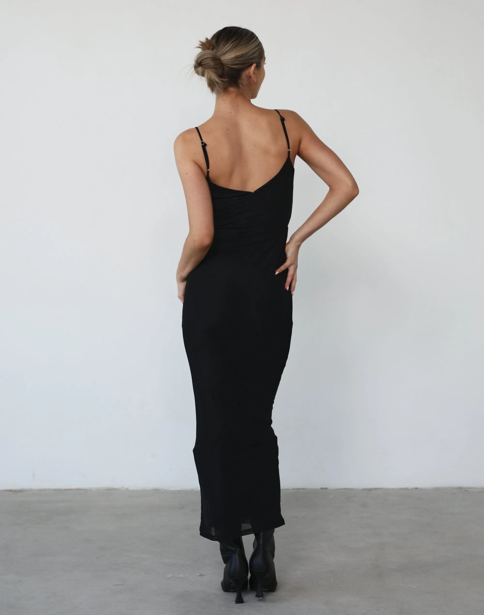 Ricochet Mesh Maxi Dress (Black)