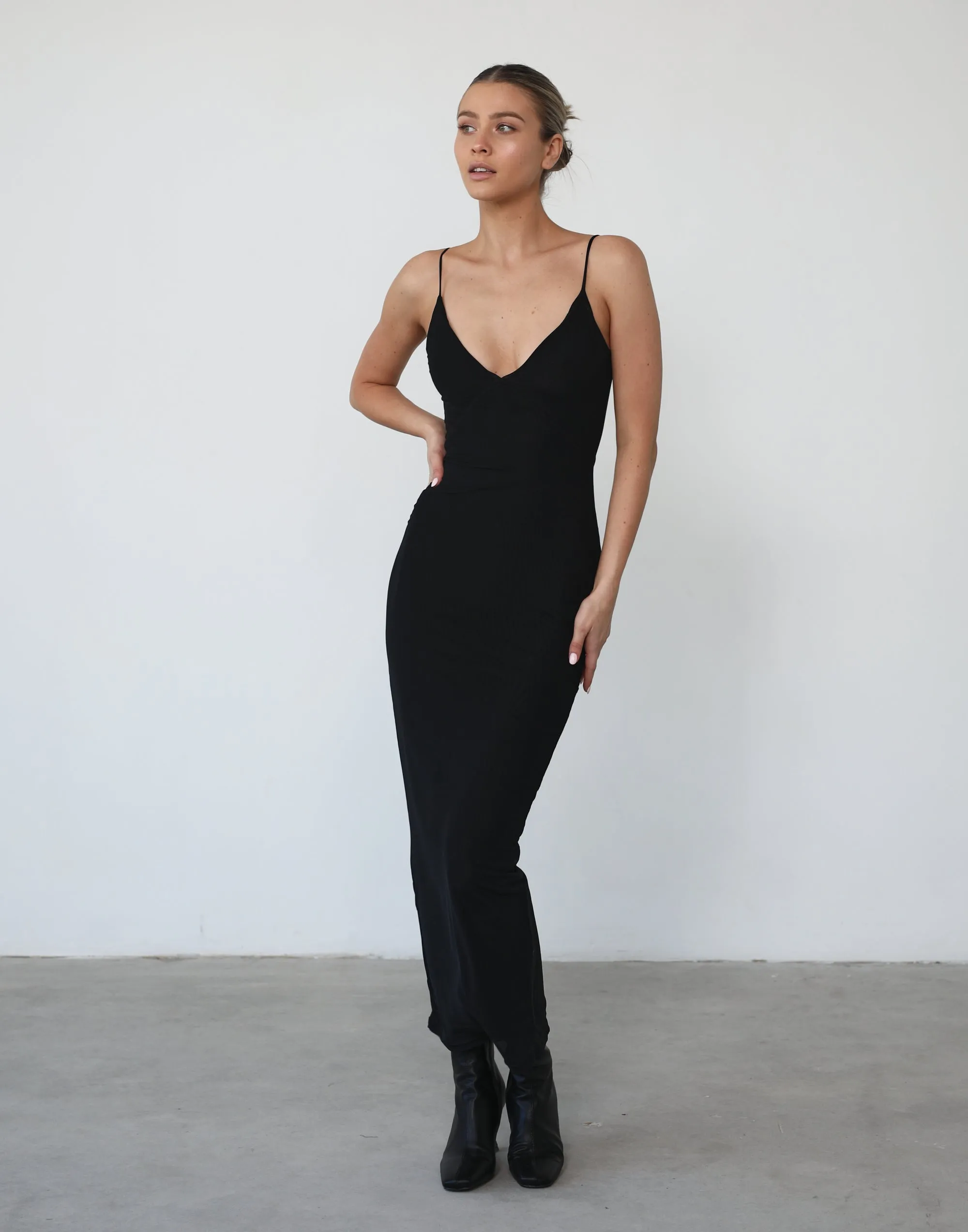 Ricochet Mesh Maxi Dress (Black)