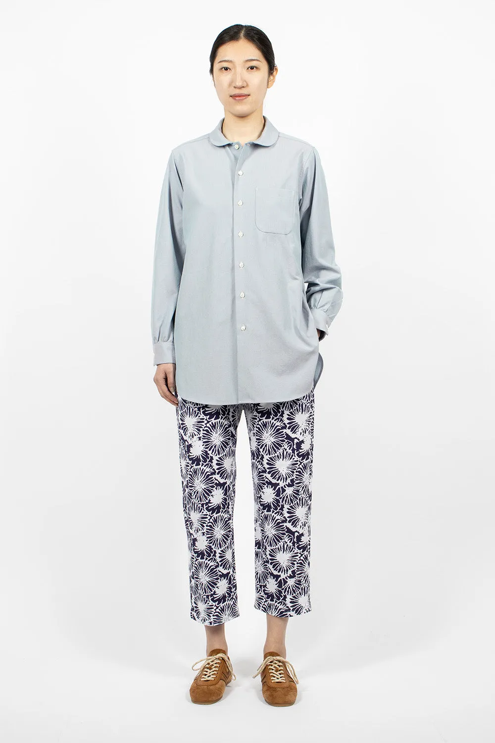 Rounded Collar Shirt Blue/Iridescent