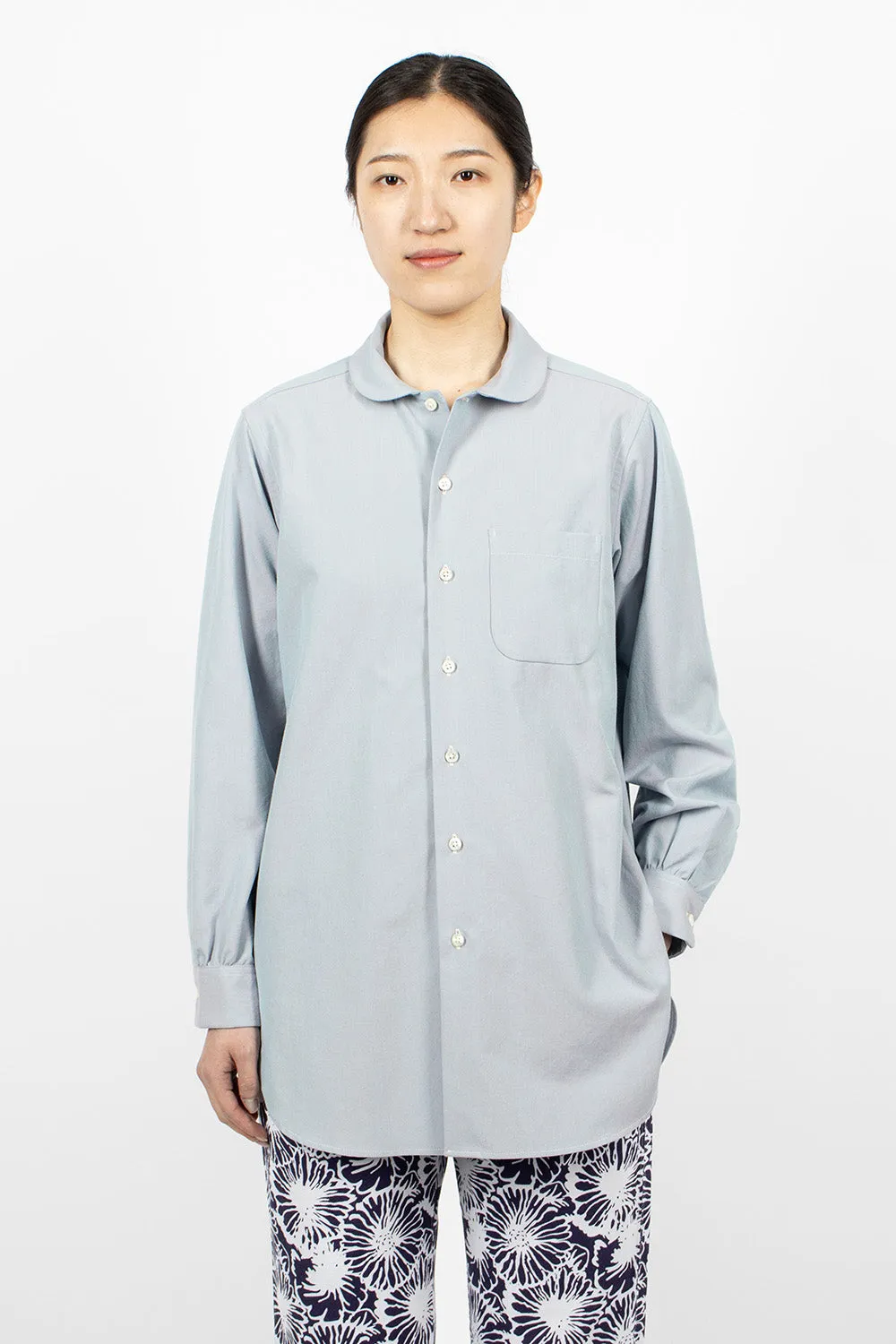 Rounded Collar Shirt Blue/Iridescent