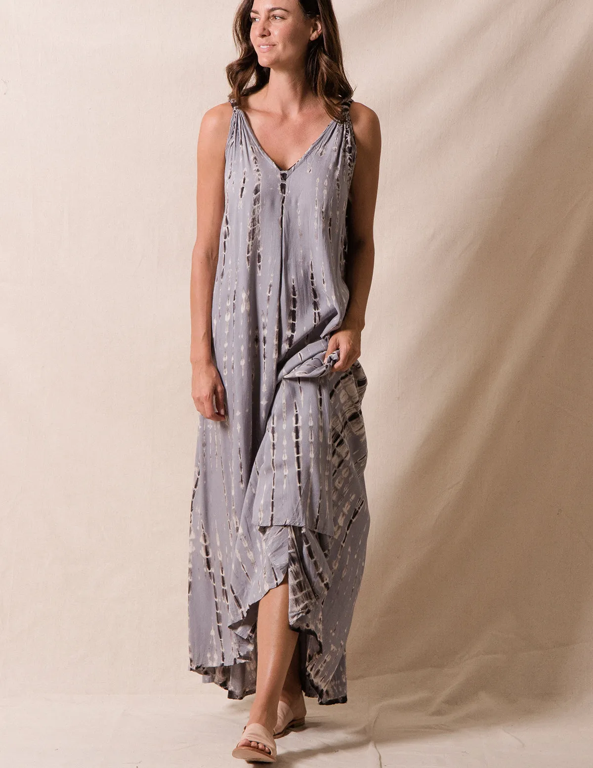 Shibori Tie-Dye Open Back Dress