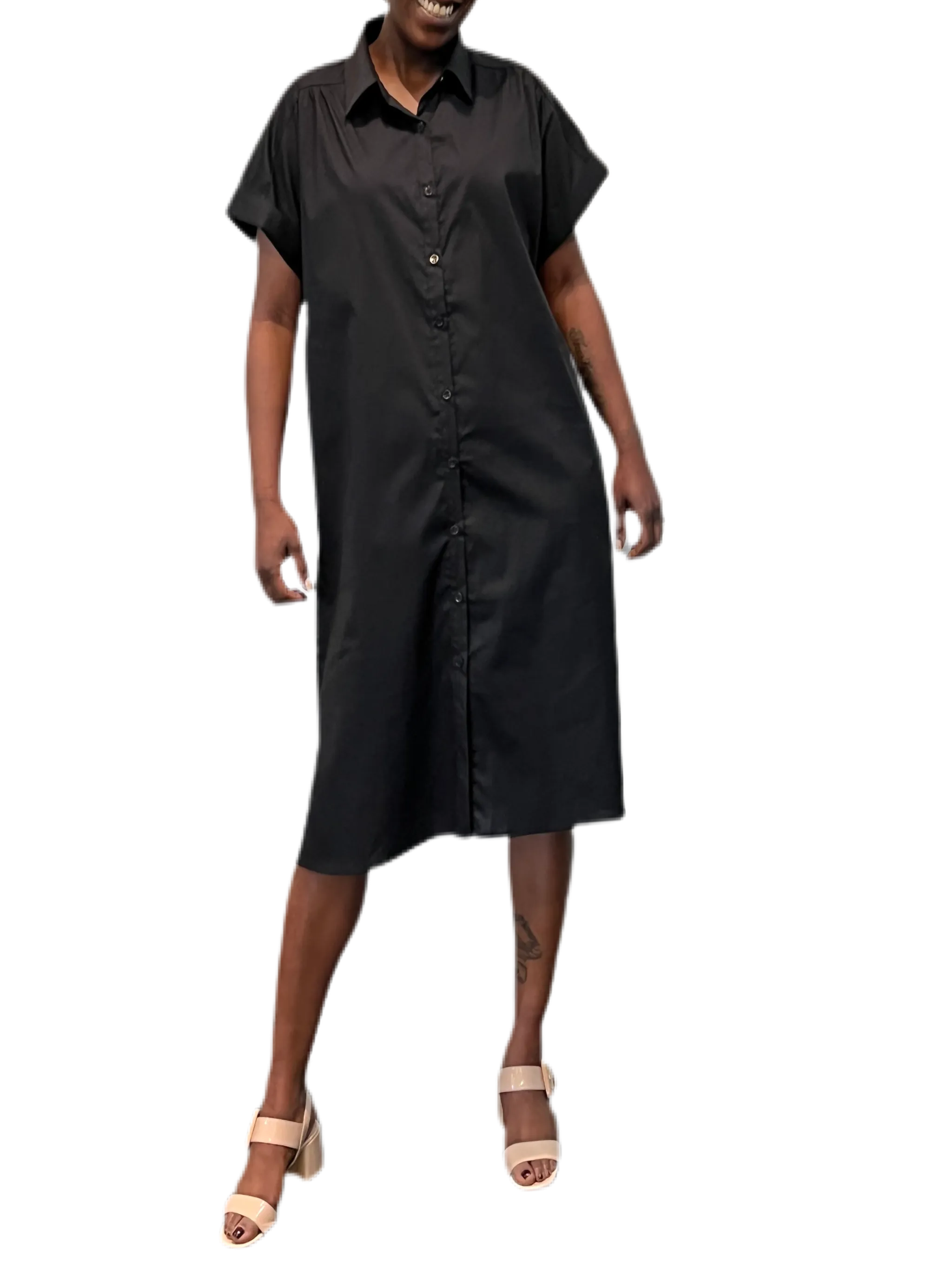 Shirt dress Cotton Poplin Shirt Dress in black *monogram available