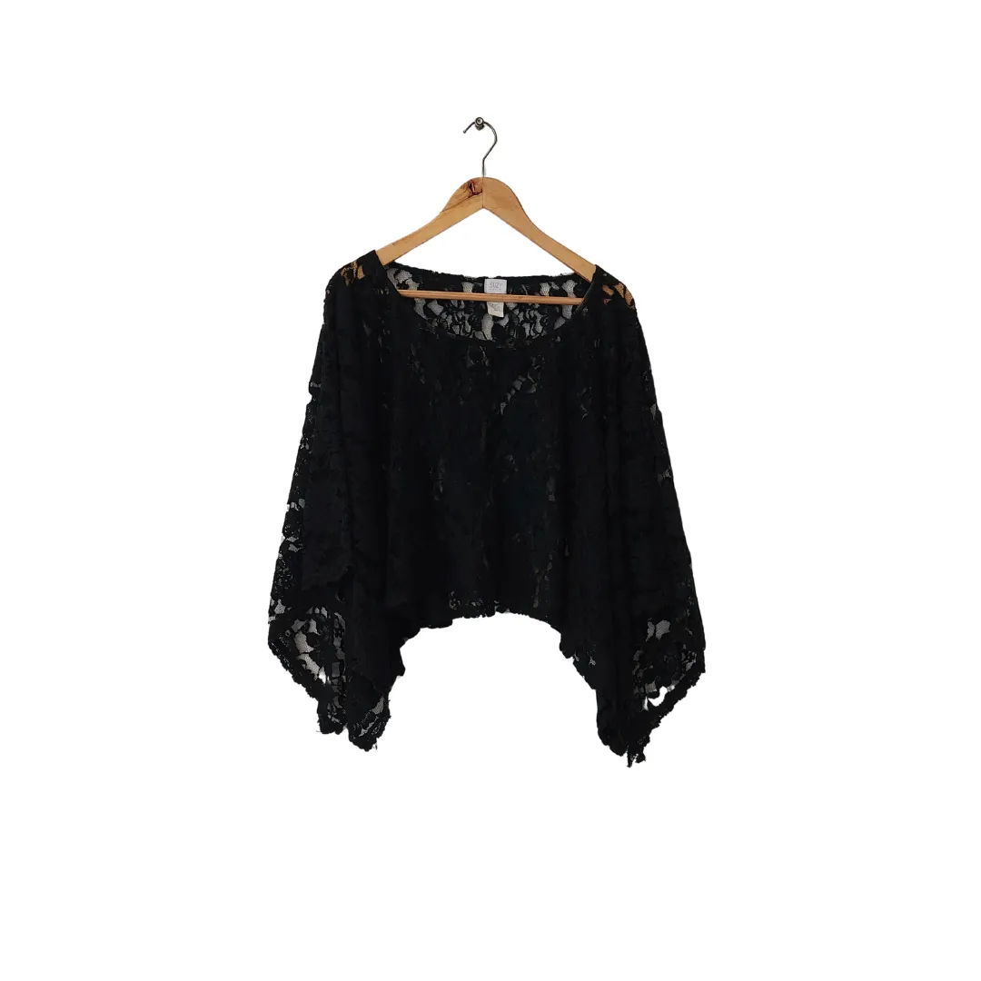 Suzy Shier Black Lace Poncho Top | Pre Loved |