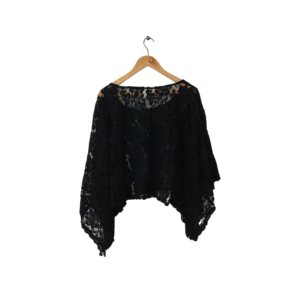 Suzy Shier Black Lace Poncho Top | Pre Loved |