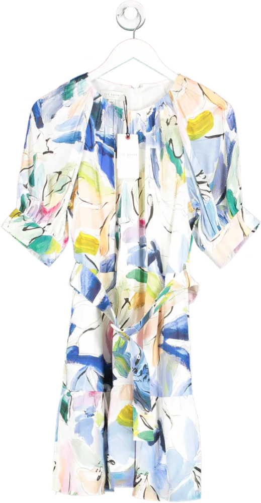 Ted Baker White /mulitcolour Ritahh Belted Floral Mini Dress Bnwt UK 12