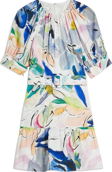 Ted Baker White /mulitcolour Ritahh Belted Floral Mini Dress Bnwt UK 12