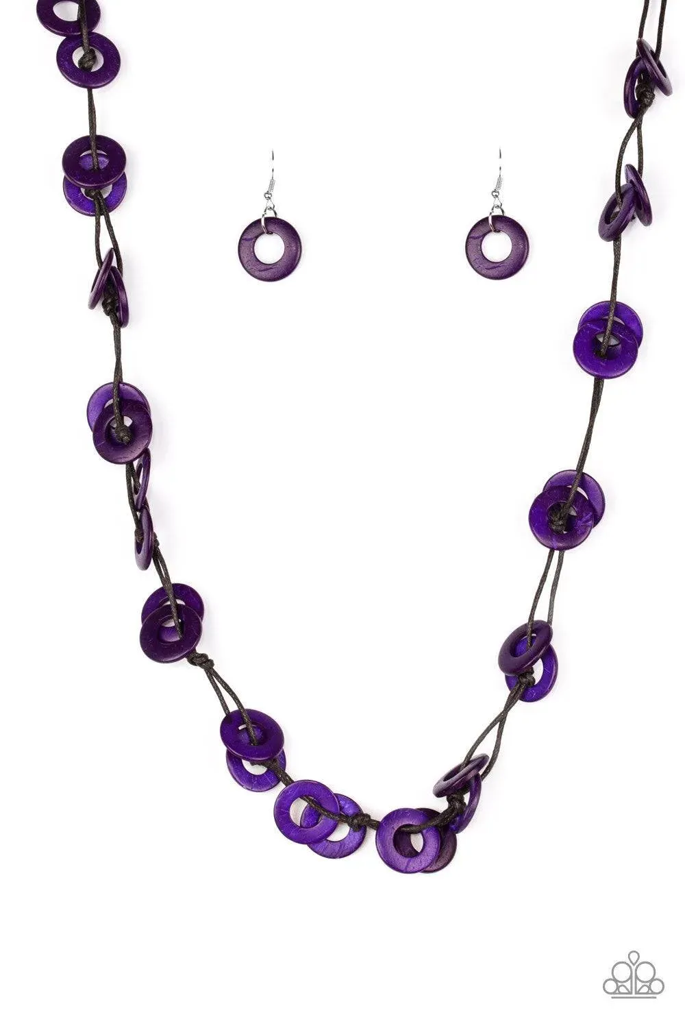 Waikiki Winds - Purple Wooden Necklace