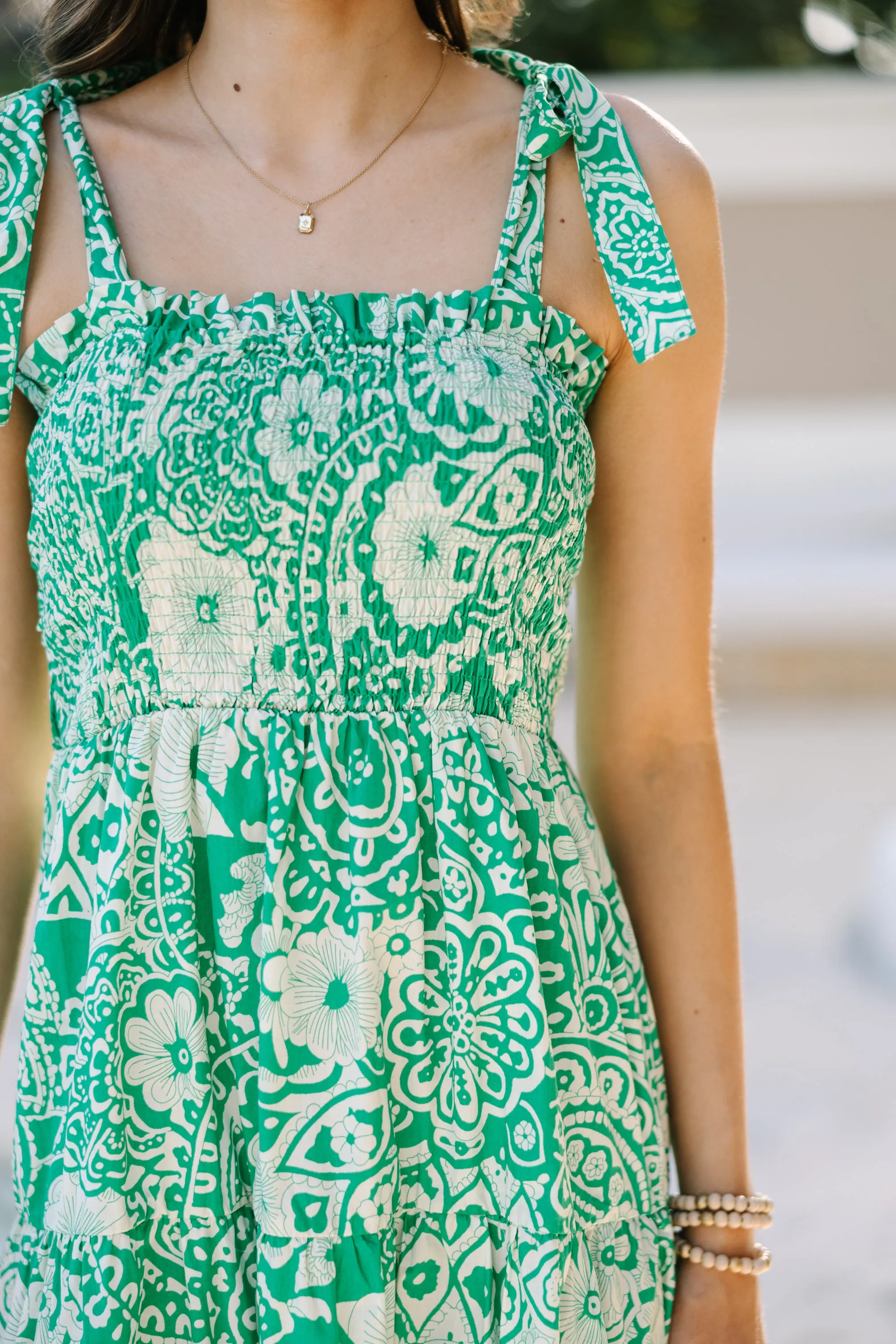 What It's All About Green Floral Midi Dress