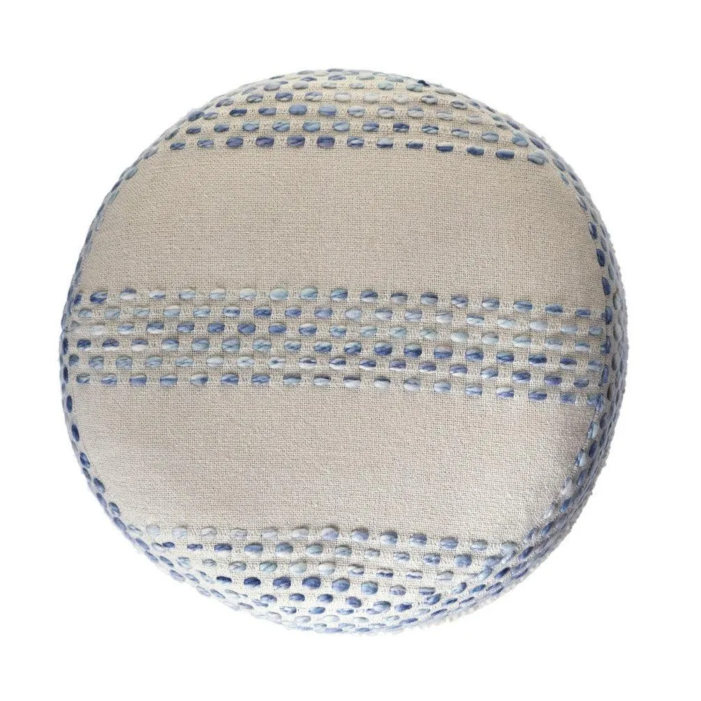 White and Blue Striped Pouf Ottoman