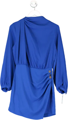 ZARA Blue High Neck Long Sleeve Dress UK S