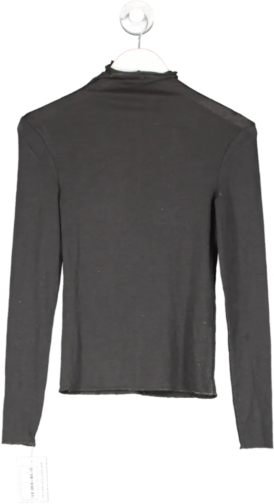 ZARA High Neck Long Sleeve Top Dark Grey UK M