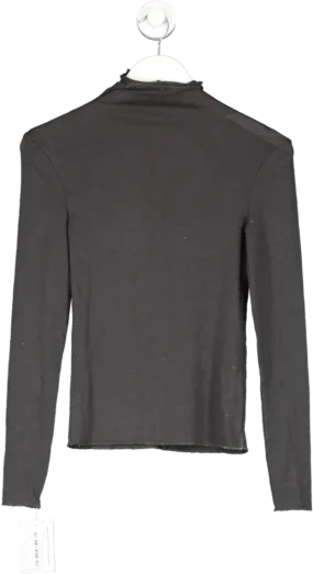 ZARA High Neck Long Sleeve Top Dark Grey UK M