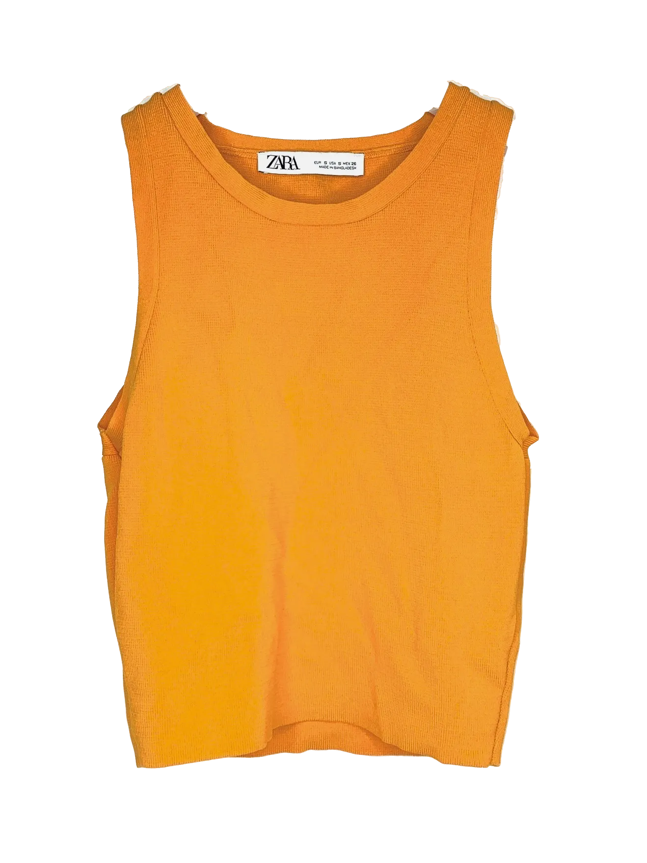 ZARA Orange Basic Knit Crop Top UK S